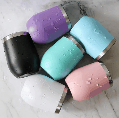 Custom 12oz Stemless Wine Cup with Lid | 8 Colours