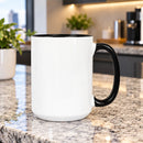 Custom 15oz mug in bulk - black handle and inside