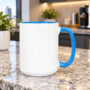 Custom 15oz mug in bulk - light blue handle and inside