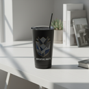 Custom Skinny Tumbler 20oz | Stainless Steel with Straw Black 1 side