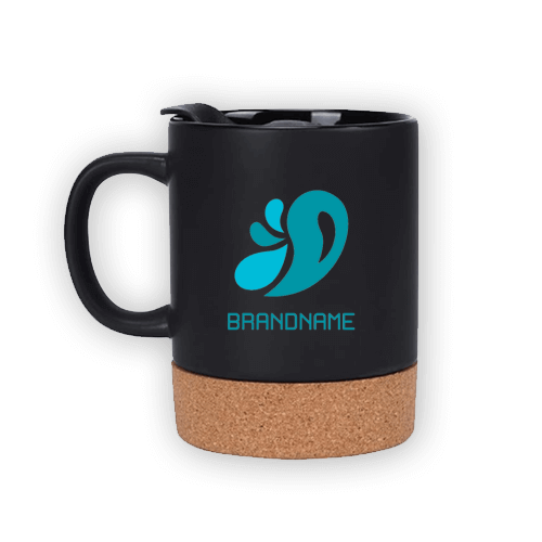 Personalized Mug with Lid and Cork 11.8oz Black