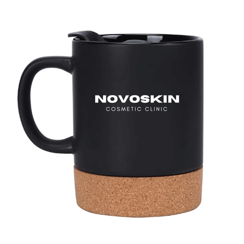 Personalized Mug with Lid and Cork 11.8oz Black