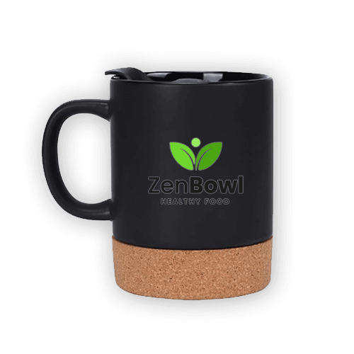 Personalized Mug with Lid and Cork 11.8oz Black