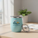 Custom 12oz Stemless Wine Cup with Lid | 8 Colours Light Blue