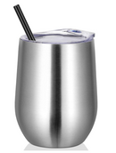 12oz Stainless Steel Stemless Wine Cup with Lid