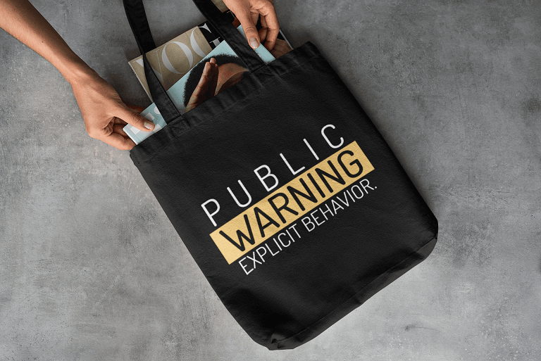 Custom black top tote bags