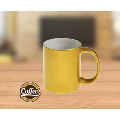 Custom Gold Mugs 11oz | Metallic Gold Accent
